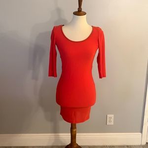 [The Vintage Shop] Red/Black Mesh Bodycon Dress - Size Small